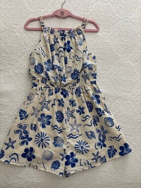 Zara Girls Blue Floral & Seashells Romper
